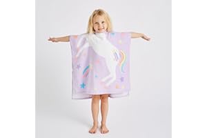 Catherine Lansfield Kids Unicorn Hooded Towel Poncho 60x120cm Lilac