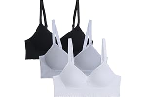 EDS Service Teen Girls Bra, Wire Free Cotton Training Padded Bra for Kids, Young Girls Sports Crop Top Bra with Adjustable Strap for Women 12-18 Years Pack of 3