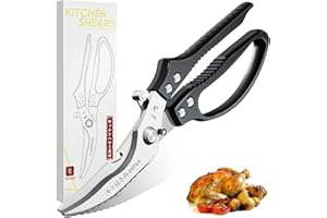TIVOLI Multifunctional Stainless Steel Kitchen Scissors - Sharp Household Scissors, All-Purpose Scissors for Meat, Poultry, Fish & Herbs Black