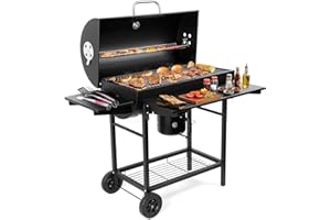 SUNLIFER Large charcoal barbeque grill outdoor: barrel smoker bbq grill with 4 air vents for Home Garden Cooking