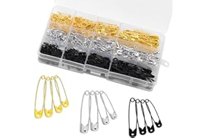 NAMOON Safety Pins, Safety Pins Assorted, 4-Size Pack of 540, 25mm to 55mm, Three Colors of Nickle Plated Rust Resistant Steel, Heavy Duty Quality Pins for Clothes, Crafts, and Dressmaking