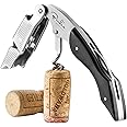 Benkia Wine Bottle Opener - Professional Stainless Steel Waiters Friend Black with Foil Cutter - Corkscrew Wine Opener