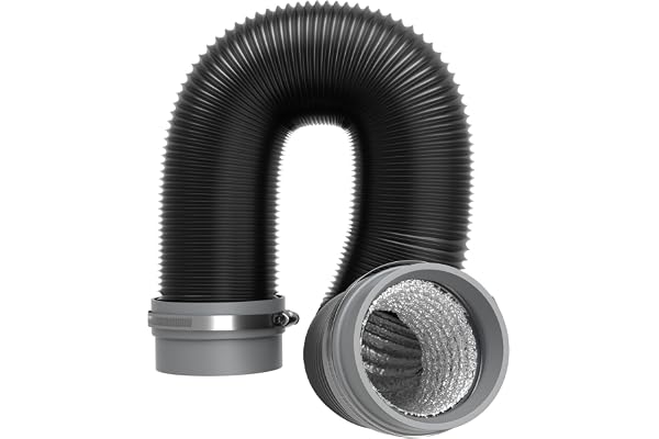 Divalune Luftavsugningsslang 75 mm, 5 m, med flexibel koppling | 4-lagers ventilationsslang av PVC och aluminium; för ventilation, varmluftsflöde och värmeledning