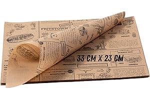 ‎FRITZTOWN FRITZTOWN Deli Paper | Unbeschichtetes Einschlagpapier für Burger, Sandwich & BBQ | Fettabweisendes Food Paper | Perfekt für Street Food & Delikatessen (33x23 cm, 200 Blatt)
