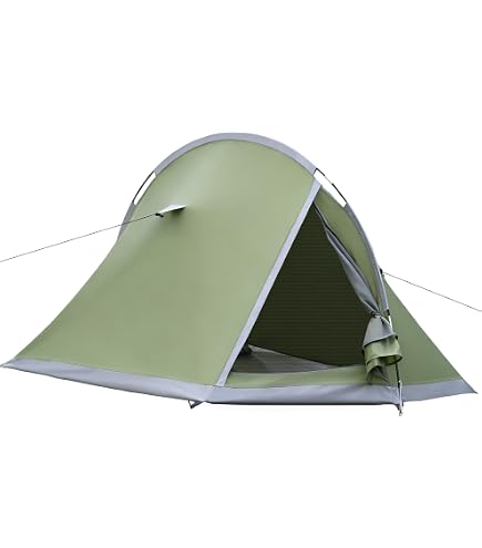 Ribelli Tunnelzelt für 1-2 Personen Ultra-leicht, wasserdicht, kleines Packmaß Zelt für Trekking, Camping, Outdoor, Grau Sport & Freizeit