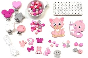 BABY J ART, Kit Iniziale ROSA fai da te catenella portaciuccio silicone, bambino, gancio/adattatore ciuccio mam (KIT INIZIALE). AZIENDA ITALIANA! (KIT INIZIALE 1) (KIT INIZIALE 2)