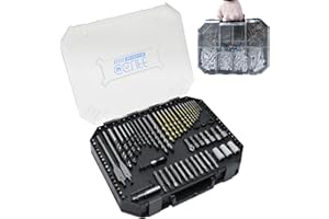 CCLIFE 400-częściowy zestaw wierteł do drewna, metalu, kamienia, tworzywa sztucznego i cegieł, wkrętak-PH PZ SL Torx, w zestawie wiertarka obrotowa HSS, płaskie wiertła do drewna i wkrętów