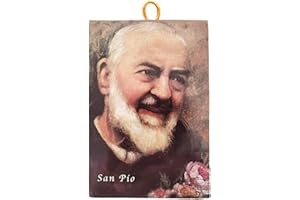 KUSTOM ART Quadro Quadretto Stile Vintage San Padre Pio Stampa su Legno 15X10