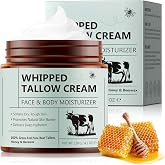 Beef Tallow Cream 120g, Beef Tallow for Skin, Sebum Face Cream, 100% Natural Organic Grass-Fed Honey and Honey for Face and B