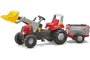 Rolly Toys 811397 - Veicolo a Pedali Junior RT, con Ruspa Junior e Rimorchio Farmtrac