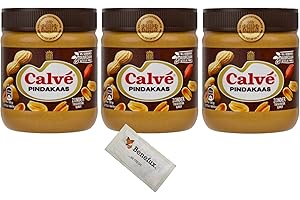 Calvé Pindakaas Vorteilspaket 3x 650g Glas + Benefux. Erfrischungstuch