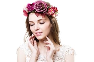 Ever Fairy® Couronne de fleurs naturelles pour cheveux de mariage rustique pour fête prénuptiale grecque