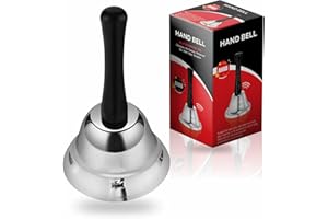 AHAD Butler Reception Call Bell - Handheld Loud Service Alarm - Metal Tea Hand Bell for Christmas, Eve, Dinner - Hotels, Schools, Restaurants, Warehouses