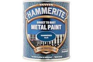 ICI Hammerite 5092938 Direct to Rust Metal Paint - Hammered Blue Finish 750ML