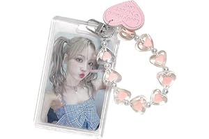 runrayay Acryl KPOP Photocard Holder, Carta di Credito da 3 Pollici ID Carta bancaria Carte di Autobus Student Card appendice a Chiave a Chiave Clip Badge Adatto per Bambini Adolescenti Ritorno (C)