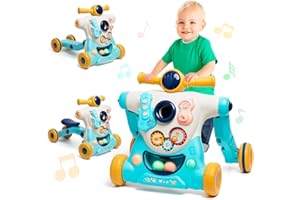 MAYCOLY Baby Walker First Step Weight Gain Design Push Along Walker Toy with Shapes Sounds Music Activity Center Sit to Stand Learning Suitable for Toddler Boys & Girls