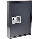 Pavo - Key Box/Cabinet/Safe, High Security with Electric Fuse, 50 Hooks with Side Key Pocket, Dark Grey, 8033911
