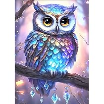 DPHERO 5D Hibou Diamond Painting Kits, DIY Broderie Lune Art Du Diamant Painting Kit Complet, Pays Des Rêves Kits De Peinture Sur Diamant Point De Croix Painting Pour Adultes Débutants 30x40cm