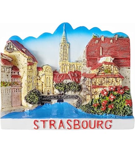 Aimant Frigo Souvenir Strasbourg - Photo Brillante époxy, 8x5,5 Cm, Cadeau Voyage Alsace France