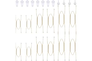 Hotop 12 colgadores invisibles para placas de pared, de acero inoxidable, de alambre decorativo en diferentes tamaños, con 12 placas de gancho de pared y arte (6/8/10 pulgadas)