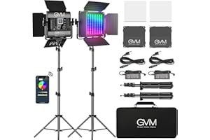 GVM GREAT VIDEO MAKER GVM 800D Lampa wideo RGB LED ze statywem, aplikacja sterująca wideo LED, światło ciągłe, fotografia rgb, ściemniana, 3200-5600 K, panel świetlny LED do fotografii, YouTube, wideo, oświetlenie LED rgb