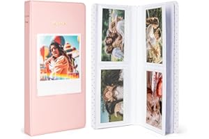HIYQIN Album photo pour film Instax Wide 3,5 x 4,25, 64 pochettes avec fenêtre pour Fujifilm Instax Wide 400/300/210/200/Wide EVO/Polaroid 600 i-Type – Rose