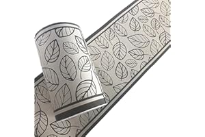 Simplemuji D Gray Leaves PVC Self Adhesive Wallpaper Border Peel and Stick Wall Borders for Bathroom Bedroom Living Room Home Decor Wall Stickers 10cm by 10meters