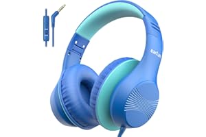 EarFun Kinder Kopfhörer, Over-Ear Kopfhörer für Kinder mit Kabel, 85/94dB Lautstärkenbegrenzer, Faltbar, Einstellbar, Hi-Fi Klang, HD-Mikrofon, Komfortables Tragen, Kinderkopfhörer für Schule/Tablet