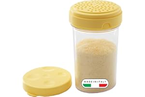 Snips - Spargi Formaggio Grattugiato, Formaggiera da Tavola e Porta Formaggio da Frigorifero 2in1 - Contenitori per Alimenti con Spargitore e Sgrana Formaggi Integrato, 300 ml, Ø8.5x14.5 Made in Italy