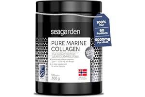 Seagarden Collagène marin en poudre pur Type I -Pour les articulations, les Os, les Muscles, la Peau - Pre Workout Booster Puissant - Non aromatisé - 300g 2 mois (Sans saveur)