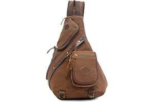 VARLIVOO Retro męska torba na ramię torba na klatkę piersiową torby na ramię Crossbody torba plecak podróżny piesze wycieczki alpinizm Camping jazda na rowerze szkoła płótno plecak na ramię Brązowy A