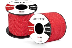 Brotree Paracord 2mm 30M 100% Nylon Seil mit 3 Kern Schnur für Outdoor, Armband, Hundeleine - Bruchlast 90kg (Reflektierende Rot)