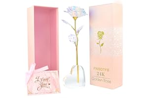 PASDTFB Regalo Dia de la Madre Rosa Eterna Regalos Originales para Mujer Rosa 24K Chapadas en Oro con Caja Regalo y Soporte Regalo Cumpleaños Mujer Regalo Madre Amiga Mama Novia Abuela Suegra Aniversario Boda