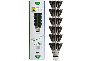 BAIHUALIN Whizz Premium Goose Feather Badminton Shuttlecocks, High Speed Badminton Balls for Indoor Outdoor Game Training Exercise, Black 6 Pack