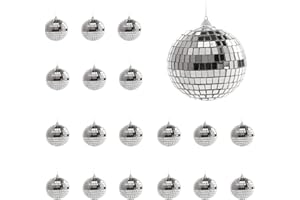 DILIREBA 24 pezzi Specchio Palla da Discoteca, Palla Specchio Riflettente, Palla Specchio da Appendere, Sfera Specchiata Argento Palla da Discoteca per Matrimoni casa Albero di Natale feste di compleanno
