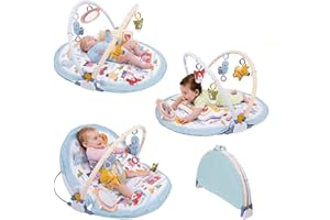 Yookidoo 3-in-1 Urban Baby Gym Lay to Sit-Up Play Mat. Newborns Activity Center with Tummy Time Pillow, Infant Toys and Mirror. For 0-12 Month