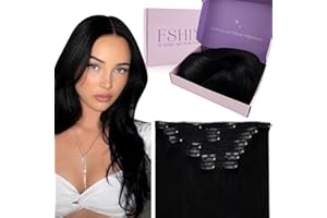 Fshine Extension Capelli Veri Clip 55cm 120g Extension Capelli 7pcs Soave Extensions Veri Colore 1 Umani Matrimonio