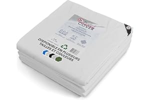 Perfect Cover Bâche étanche Forte avec Oeillets pour Meubles de Jardin, Piscine, Voiture, Caravane - résistante aux UV, indéchirable, sur Mesure (Blanc, 6x8M)