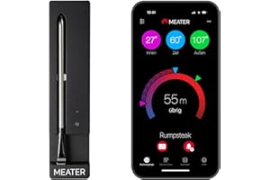 ‎MEATER MEATER SE: Das Kabellose, Smarte Fleischthermometer mit Bluetooth | Hohe Reichweite | Misst Kern- und Umgebungstemperatur | BBQ, Ofen, Grill, Küche, Smoker, Rotisserie, mit schwarzem Ladegerät