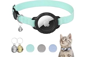 NozlaID AirTag Katzenhalsband, Dehnbares Halsband Katze mit Glocke, Katzen Tracker Halsband mit Apple Airtag Hülle, Langlebig und Passend für Kätzchen, Katzen und Welpen