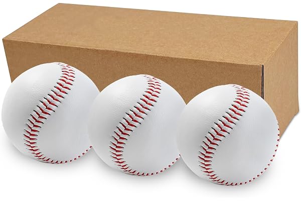 LeapBeast Professionella baseboller 9 tum, 3 stycken handsydda baseballs, hårt trä/mjuka gummikärna basebollar för vuxna, ungdomsträning, professionella basebollspel