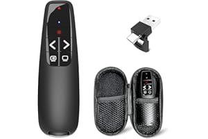 OMYPOTT Presenter Powerpoint Fernbedienung, Roter Lichtzeiger, Kabellose 2.4 GHz Verbindung via USB-Empfänger Präsentationsfernbedienung für Windows/Mac/Linux/Android/PowerPoint (Mit Tasche)