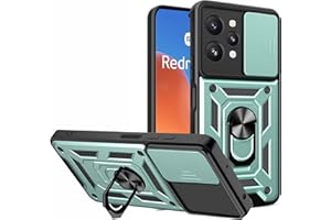 BOKYAS Funda para Xiaomi Redmi 12 4G/Redmi 12 5G con Tapa de Cámara y Soporte de Anillo [Funciona con Soporte Magnético para Coche] Carcasa Anti-caída Grado Militar, Verde