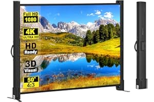 EXCELIMAGE Beamer Leinwand mit Ständer, 50 Zoll 4:3, Tragbar Projektor Leinwand, Einfach Aufzustellen und Zu Transportieren, Ausfahrbare Leinwände, Perfekt Für Innen- und Außenfilme, Gartenparty, Geschäft, Matt