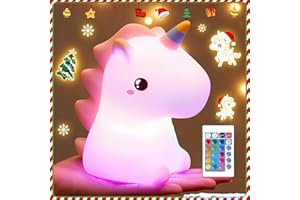 ONE FIRE Nachtlicht Kinder, 16 Farben 5 Helligkeit Unicorn Nachtlicht Baby Stilllicht, 1200Mah Nachttischlampe Kinder, Einhorn Geschenke FüR Mädchen,Babyzimmer Deko Kawaii Deko,Baby Geschenk Mädchen 3-7 Jahre