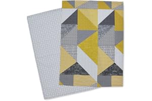 Catherine Lansfield Larsson Geo Two Pack Tea Towels Ochre