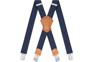 Dresime Bretelle da Uomo per pantaloni con 4 clip forti 4 cm di larghezza, per Uomini e Donne Grandi e alti Larghezza Regolabile di Elastiche e Forma a X Elastica