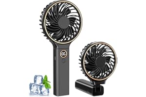 RINTEA Ventilador Portátil, Pontente Ventilador Recargable USB-C con 6 Velocidades, Pantalla LED, ventiladores de Mano 4000mAh para Viajes, Desplazamientos y Actividades al Aire Libre, Regalo para Mujeres
