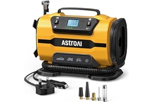 AstroAI Tyre Inflator Air Compressor Dual Power Supply 12V DC & 240V AC, Car Tyre Pump with Dual Metal Motors, Car Accessories 150PSI & 350LPM Dual Mode Air Pump for Car Tyres and Air Mattress Tent