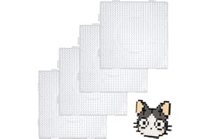 QOCO 4 Pcs 5mm Fuse Beads Hama Bead Pegboard Large Square Clear Plastic Bead Boards Ironing Bead Pin Plates for Kids Adults DIY Handcraft